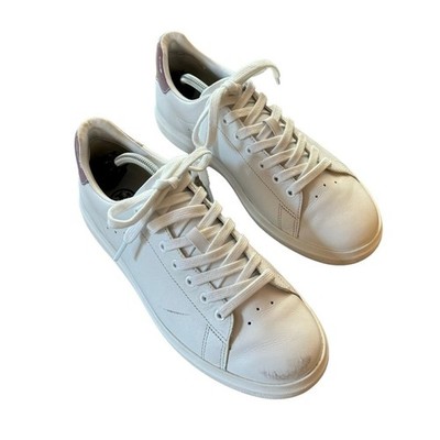 Tory Burch Sz 8.5 Howell Court Leather Sneakers in Titanium White/Allium Purple
