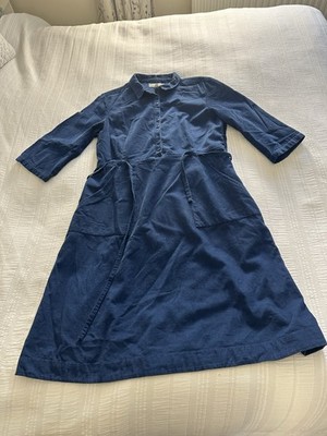 Seasalt Blue Cord Hemd Kleid Gr 16 Baumwolle Taschen Taille Bindeband gefüttert Miss Stays