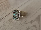 Vintage Zuni Pueblo Indian Tribe Handmade Sterling Silver Ring size 8 1/4