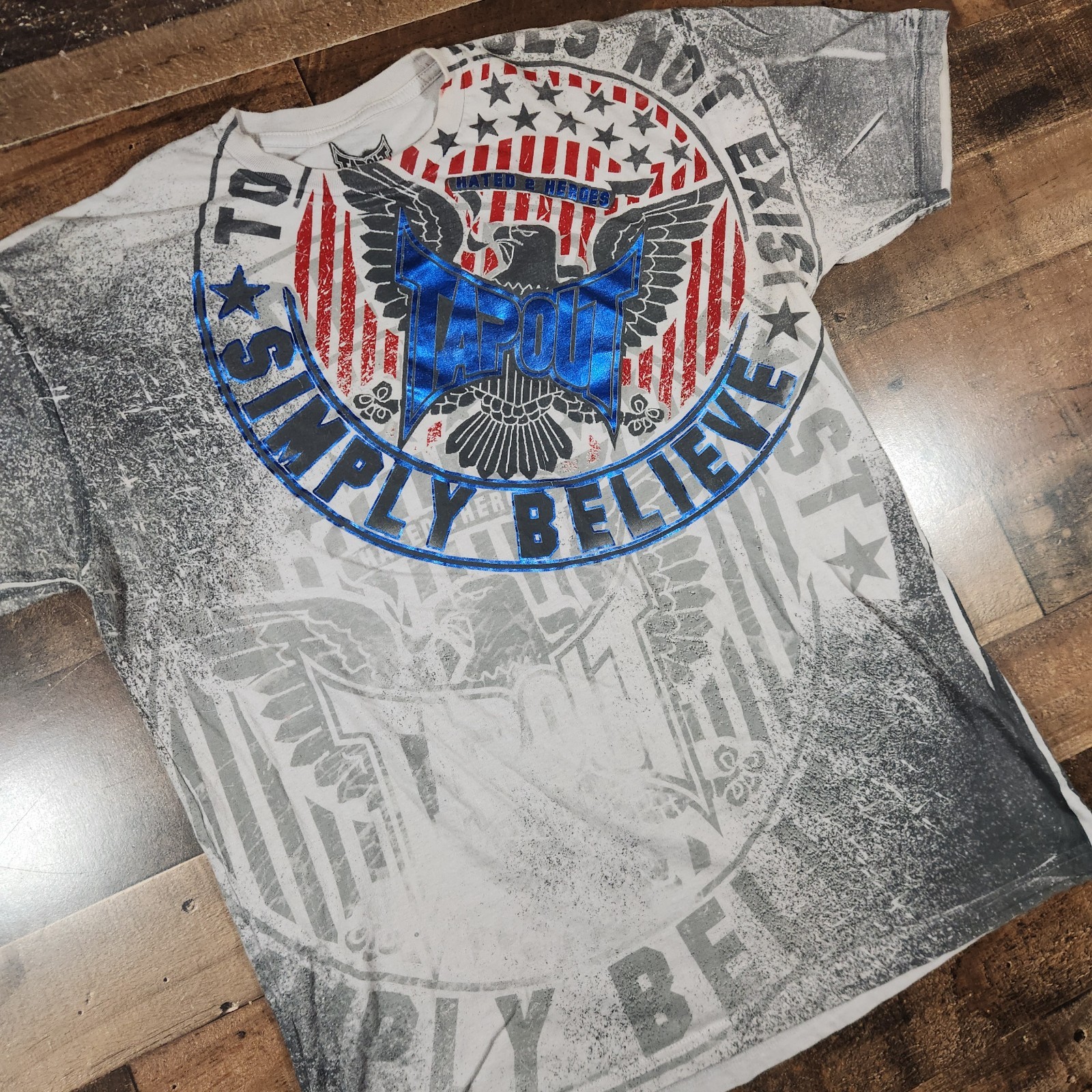 Vintage Tapout Shirt Mens Large Gray Red Blue Y2K MMA UFC Graphic Tee