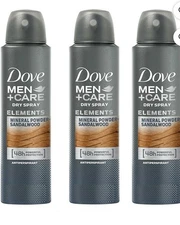 Dove sandalwood Mineral Powder Men+Care Dry Spray 48H Antiperspirant (3 PACK)