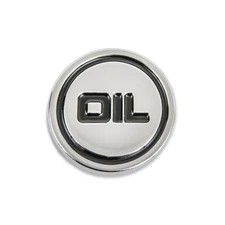 Mr Gasket Engine Oil Filler Cap 9815; Chrome - OIL logo, Steel/Rubber, Push-in