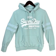 Superdry Vintage Logo Tape Hoodie Sweatshirt Womens Size 8 Pouch Pocket