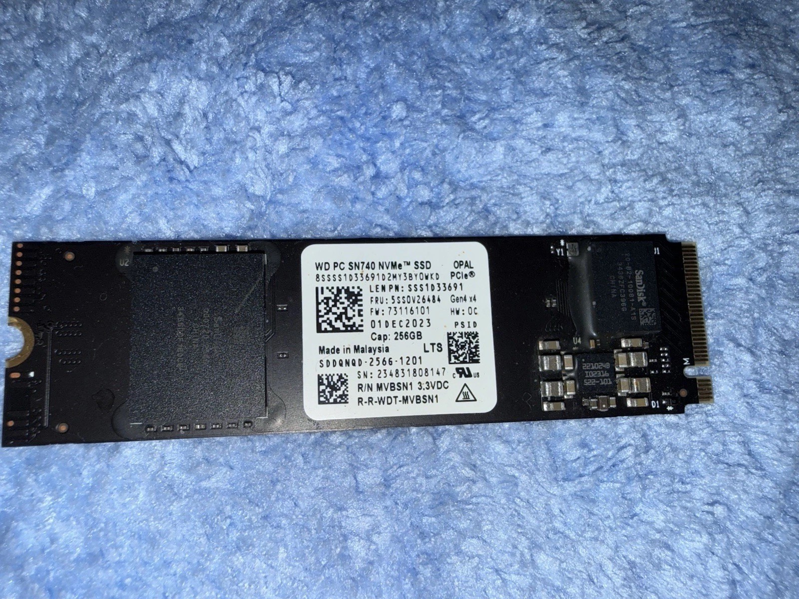 Western Digital 256GB M.2 2280 NVMe PCIe Gen4 x4 SSD PC SN740 Tested 100% Health