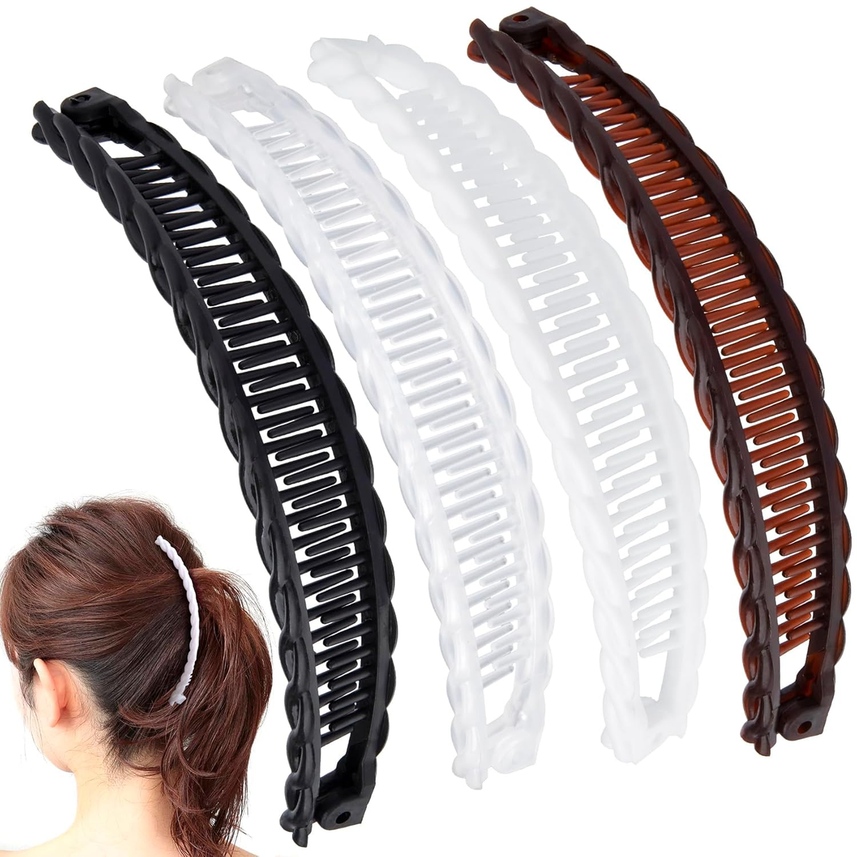 8 Acrylic Hair Claw Clips Bulk Non Slip Strong Hold Banana Barrettes for Thick 12 Pcs Large Non-slip Hair Claw Clips - Strong Hold for  main image 2