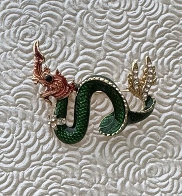 Dragon vintage style  brooch enamel on metal