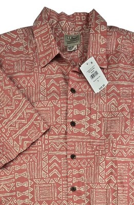 Man's Clothing L.L. Bean Tropics Shirt Short Sleeve Traditional Fit Print Shirt