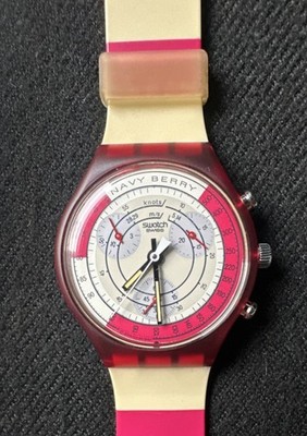 Authentic Unisex Swatch Navy Berry SCR100 Stripes  display picture 1