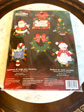 Vintage Bucilla Felt Sequin Snowman With Lights Ornament Kit.
