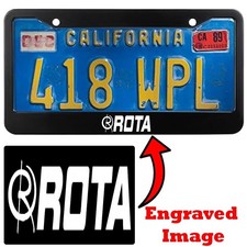 Engraved Black License Plate Frame - Rota Wheels Logo