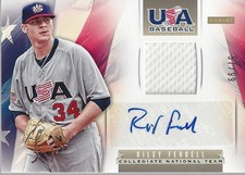 2013 USA Baseball Collegiate National Team Jersey Sig Riley Ferrell Auto /99 BB
