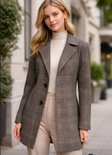 Anthropologie Avec Les Filles Sigrid Long Blazer Womens XSP Plaid Career Brown