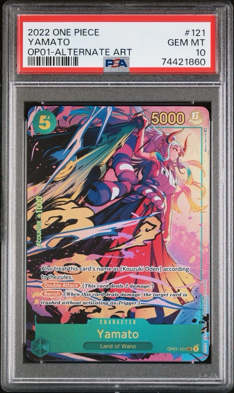2022 Yamato SEC Alternate Alt Art OP01-121 Romance Dawn One Piece TCG PSA 10