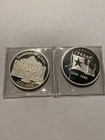 1986 Texas 150th Anniversary 2x 1 oz .999 Fine Silver Alamo & Flag Round Set