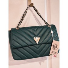 Valentino Orlandi Forest Green Quilted Leather Shoulder Bag V-3009 Italy NWT