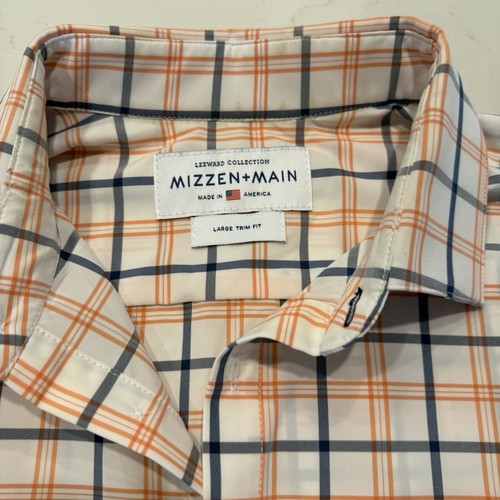 Mizzen + Main Shirt Mens L White Leeward Trim Fit Plaid Button Up Performance - Picture 7 of 8