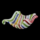 Vintage Murano Art Glass Boat Centerpiece Multicolor Latticino Ribbons Unsigned