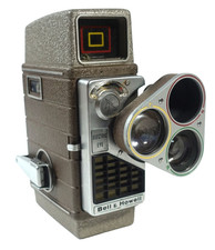 Bell Howell Electric Eye 8mm Movie Camera with 3 Lens Turret, Case and Manual