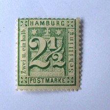 1864Mi:200,-MiNr 14 I Wappen 2 1/2 S gr&uuml;n, klarer Druck, ungebraucht Falz Befund