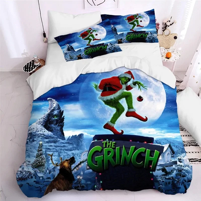 Gift For Holidays - How the Grinch Stole Christmas Full Bedding Set (4pcs)