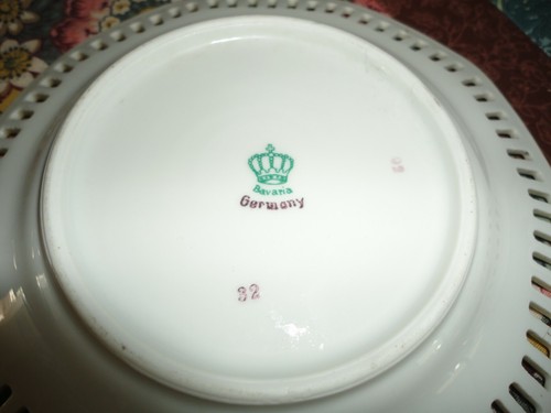 Antique Bavaria Germany 20's Schumann Arzberg Pheasants & Ducks 2 Plate Decagon - Picture 6 of 7
