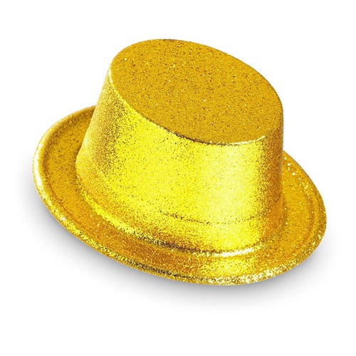 CAPPELLO CILINDRO GLITTER ORO TAGLIA ADULTO CARNEVALE | eBay