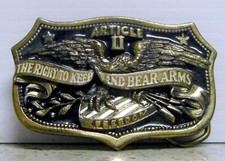 VINTAGE 1982 ARTICLE II RIGHT TO KEEP BEAR ARMS Belt Buckle Great American 459