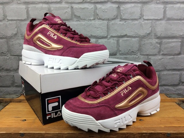 fila burgundy disruptor ii trainers