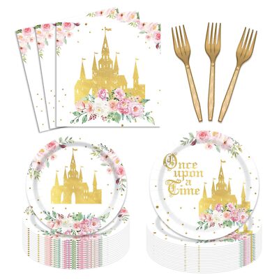 Girl Fairytale Princess Birthday Tableware Party Supplies Serves 24 Guests Once 