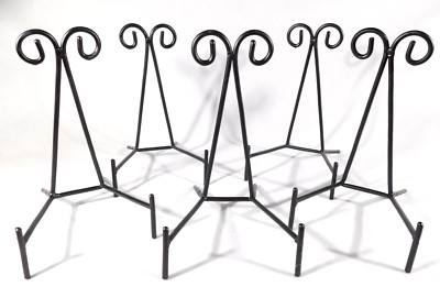 Easel Display Stand LOT of FIVE Scroll Design Black Metal Large Size
