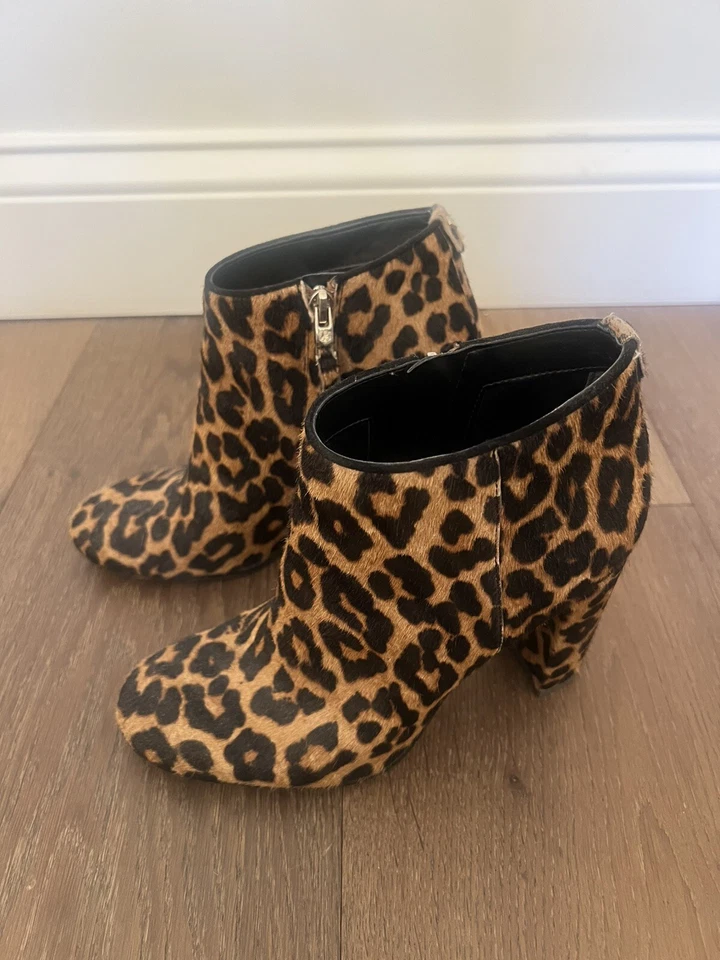 Sam Edelman Cambell Botines Botín Zapato Talla 6.5 Leopardo Piel Real Cremallera Usados en Excelente Condición Foto 2 de 4