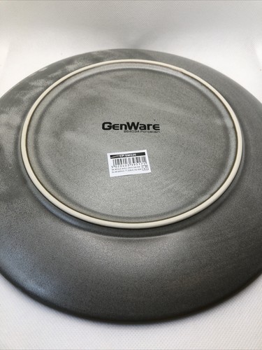 Genware Terra Porcelain Matt Grey Scalloped Coupe Plate 26 cm Set of 6 New - Picture 7 of 8