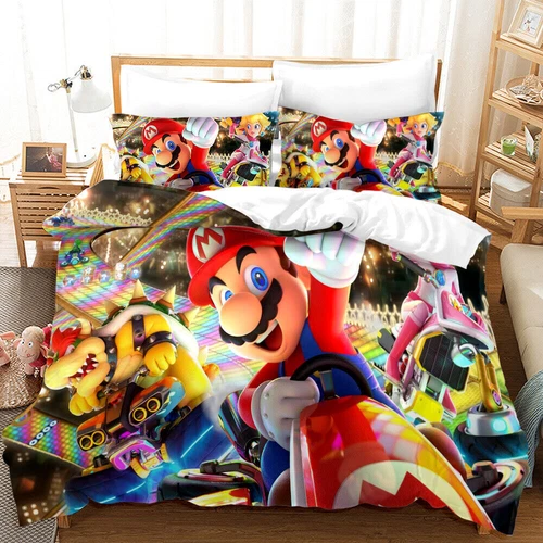 Super Mario Bettwäsche-Set 3-teilig Bettdecke/Bettbezug Kissenbezug UK Single Double King/Groß - Bild 11 von 22
