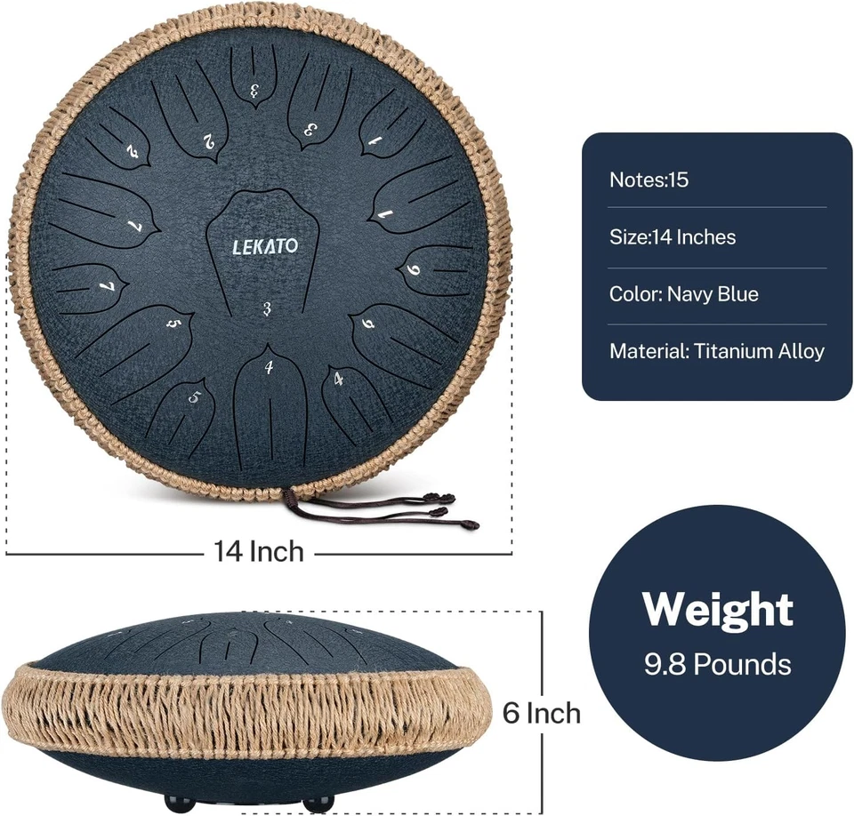 Tambor Lengua Acero 14 Pulgadas 15 Notas Tambor Acero Llave C Principiante/Profesional Handpa Foto 3 de 4