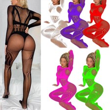 Womens Lingerie Fishnet Bodystocking Dress Underwear Babydoll Sleepwear Bodysuit