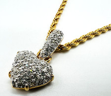 Swarovski Pave Heart Pendant w/ Rope Chain  Extender