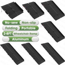 2/3/4/5/6/7/8FT Aluminum Folding Wheelchair Scooter Mobility Ramp Portable Black