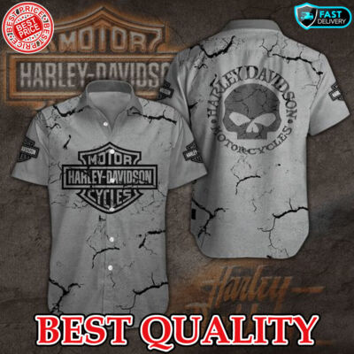 SALE_ Gray Harley-Davidson HAWAIIAN Shirt 3D All Over Printed Best Price S-5XL