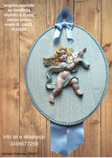 Angelo custode su tavoletta dipinto a mano pezzo unico idea regalo