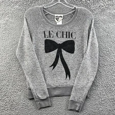 Modern Lux Sweater Juniors XS Grey Graphic Crew Neck Long Sleeve Knit Sweater