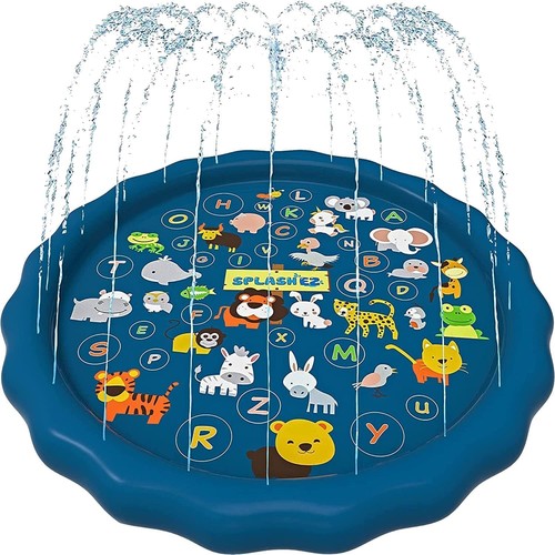 Outdoor Play Mat 60" Baby Sprinkler and Toddler Learning Pool,"A to Z" Water Toy