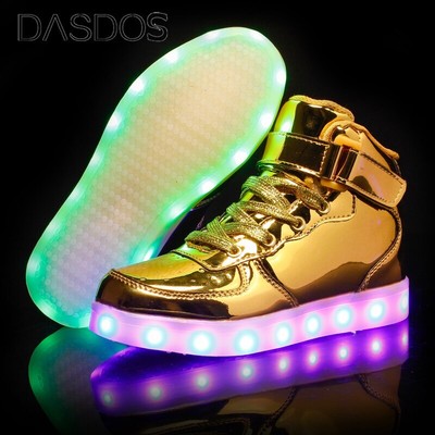 USB Charging Shoes Glowing Sneakers Children Hook Loop Shoes for Top Running