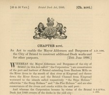 Antique Act of Parliament Mayor Aldermen Bristol Dock Works 1886 politics
