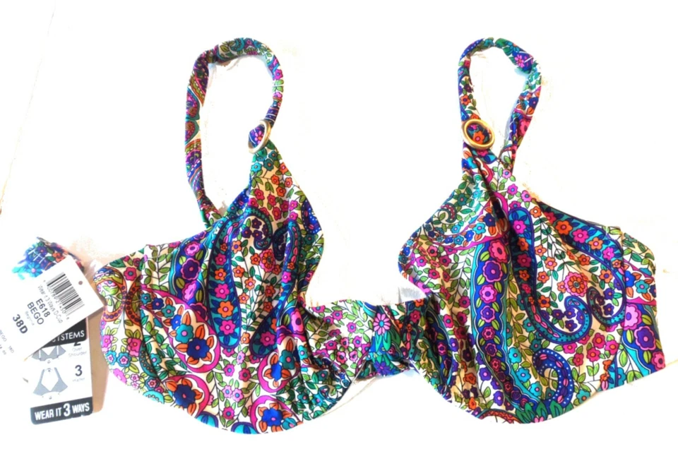 Traje de baño bikini floral cachemir Begonia Swim Systems 38D/S Úsalo de 3 maneras Nuevo con etiquetas $136 Foto 2 de 4