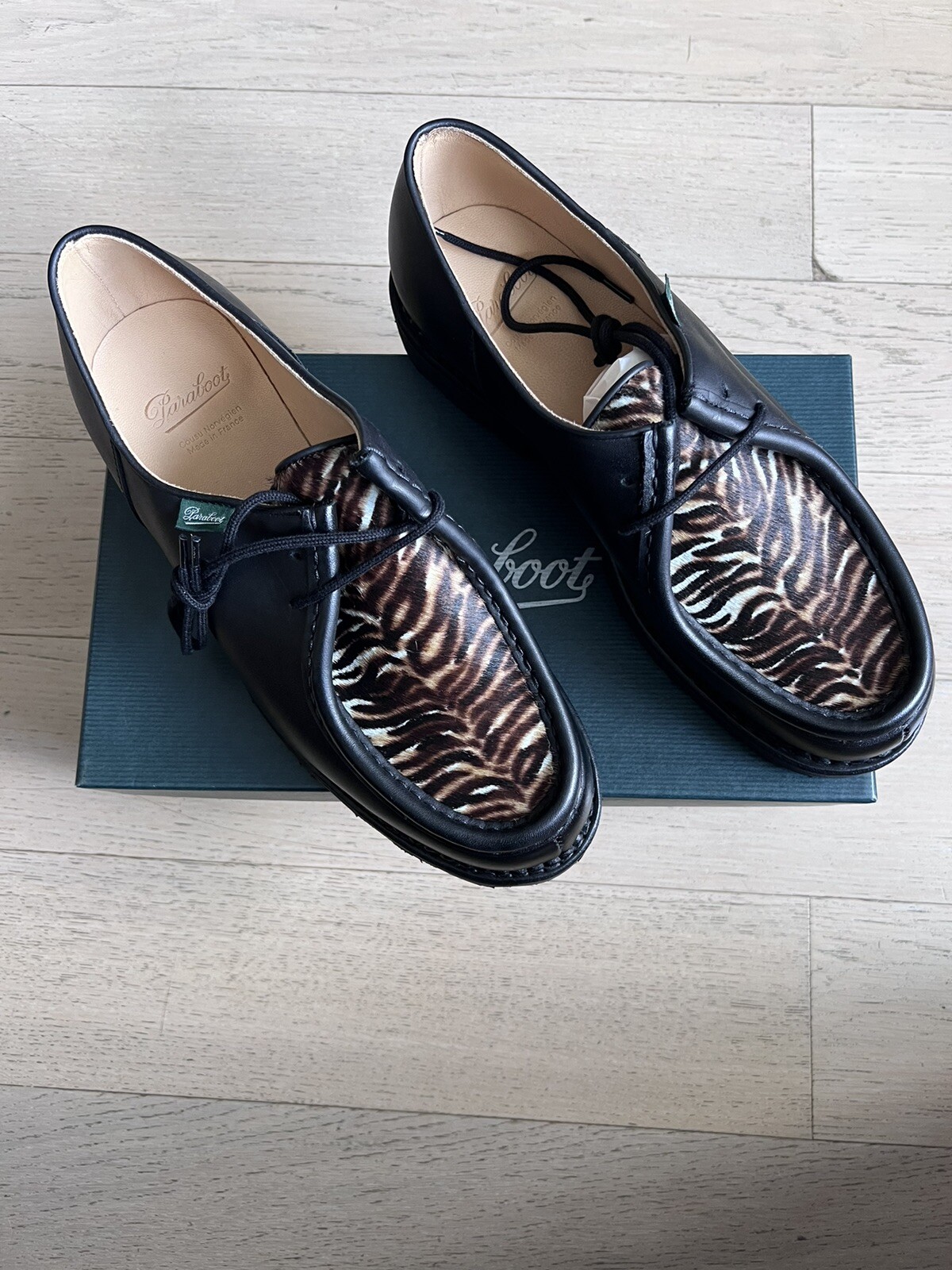 SAOLA Scarpe Stivali Paraboot Michael Derby Made In France 10 5 9 5 Alden Nero Tigre