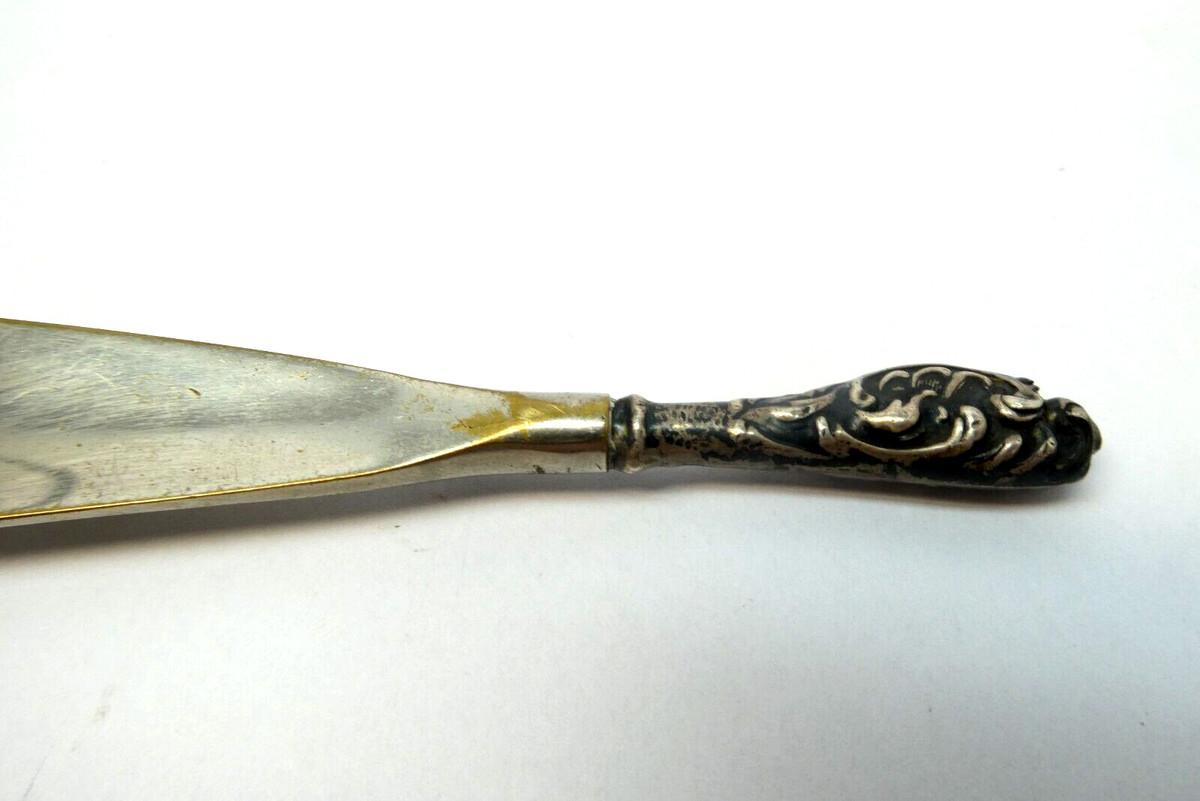Antique Old Broken Handle Sterling Brass Shoe Horn Victorian Unbranded View 3
