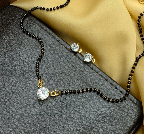 Indian Black Beads Mangalsutra Earrings 
