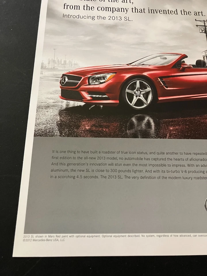 Red 2013 Mercedes-Benz SL - Original Color Automotive Print Ad / Wall Art - MINT - Image 4 of 4