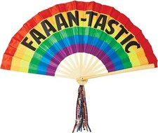 Rainbow Deluxe Folding Fan Pride Party Fancy Dress Halloween Costume Accessory