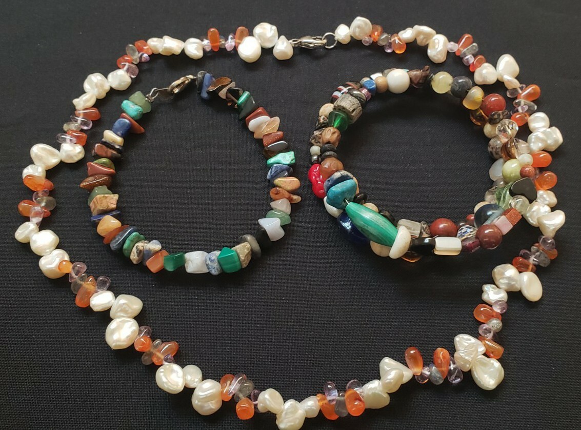 Sterling silver gemstone necklace stackable brace… - image 1